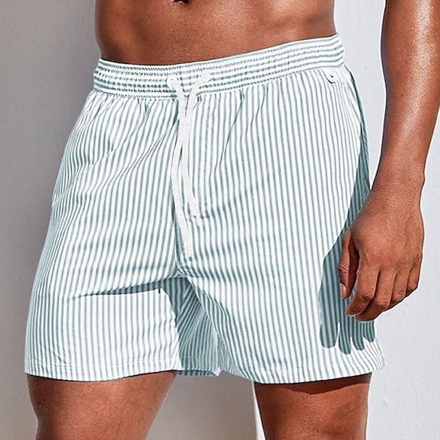 Short de bain homme – Coupe régulière – Séchage rapide – Motif rayé – Poches latérales