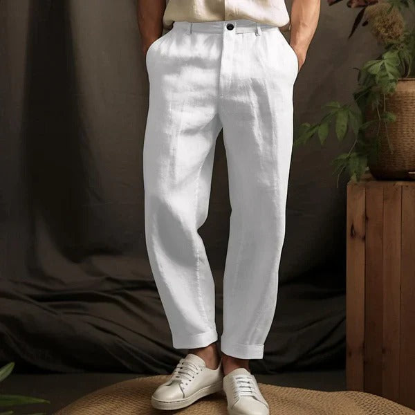 Pantalon homme – Coupe décontractée – Jambe fuselée – Taille plate