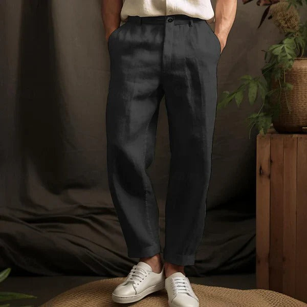 Pantalon homme – Coupe décontractée – Jambe fuselée – Taille plate