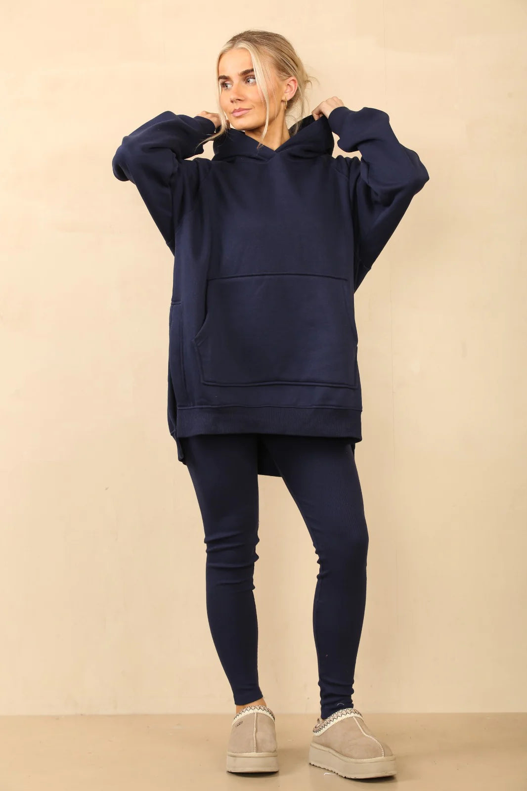 Sweat à capuche femme, coupe décontractée, en tricot doux, côtelé, grande