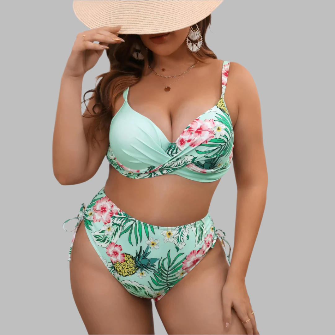 Bikini femme – Coupe galbée – Taille haute – Haut torsadé – Bretelles réglables