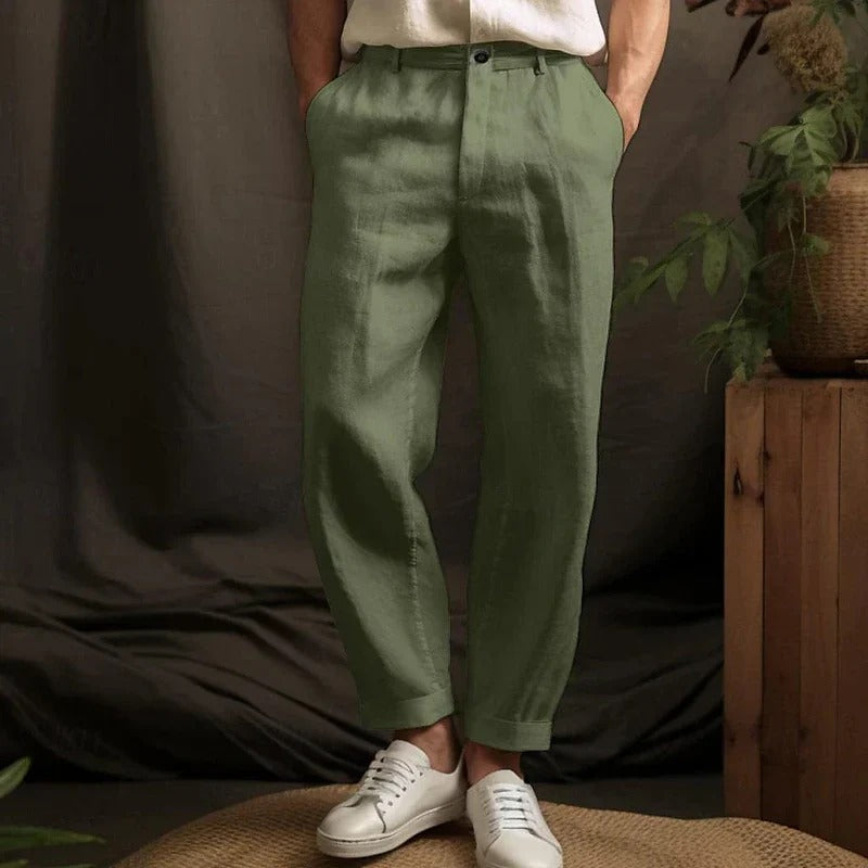 Pantalon homme – Coupe décontractée – Jambe fuselée – Taille plate