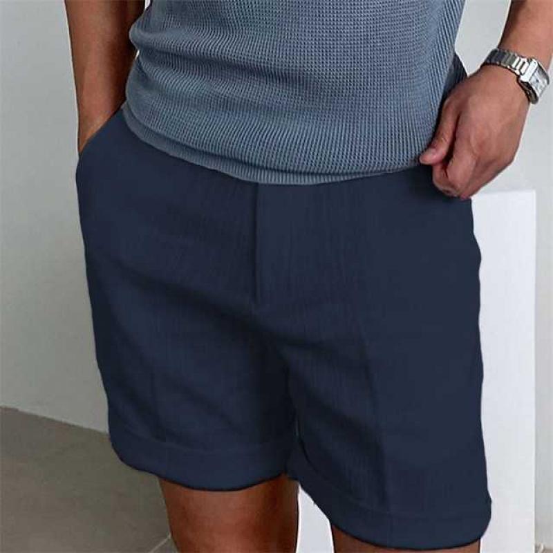 Short décontracté homme – Coupe relax – Lin – Poches latérales – Ourlet retroussé