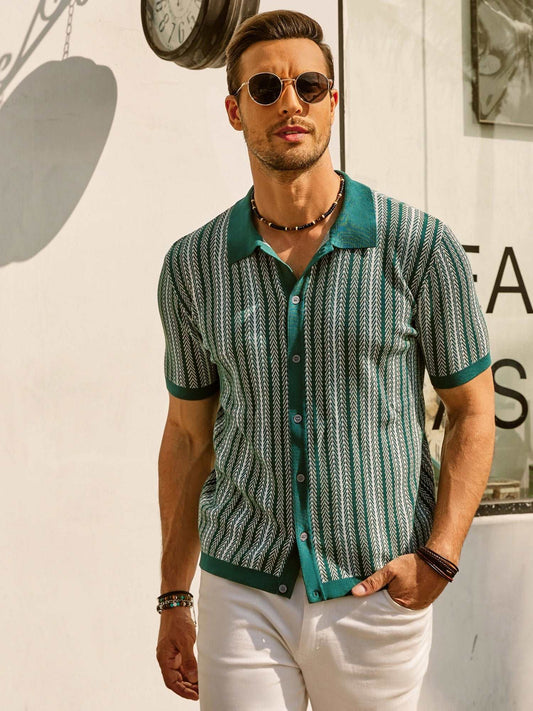 Polo homme – Coupe slim – Manches courtes – Rayures rétro