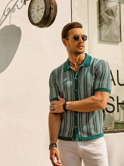 Polo homme – Coupe slim – Manches courtes – Rayures rétro
