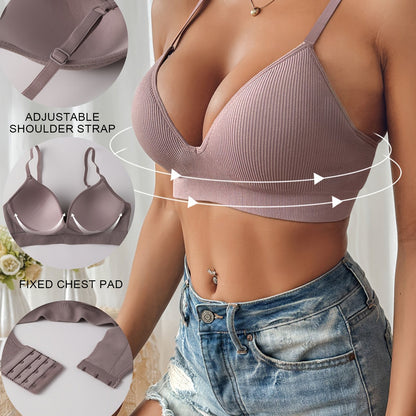 Soutien-gorge femme – Maintien push-up – Décolleté plongeant – Ajustable