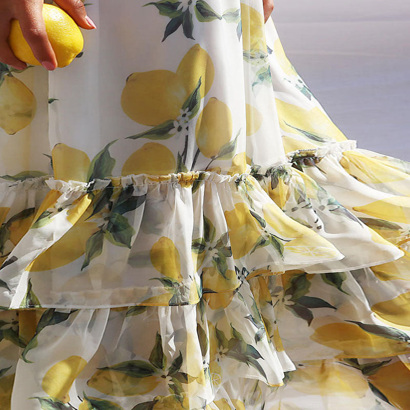 Robe longue femme – Coupe évasée – Sans manches – Ourlet à volants – Tissu respirant