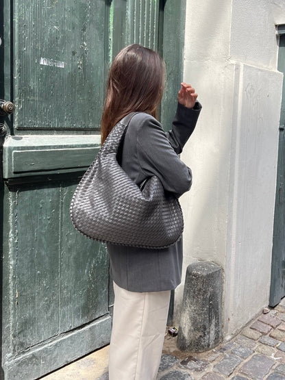 Sac cabas femme – Grand format structuré – Texture tressée – Style minimaliste