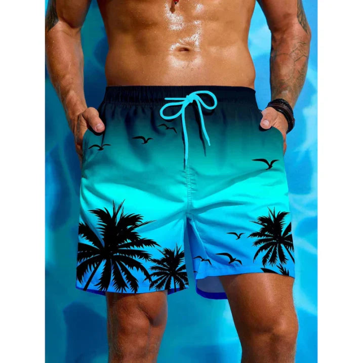 Short de bain homme – Coupe décontractée – Séchage rapide – Taille élastique avec cordon