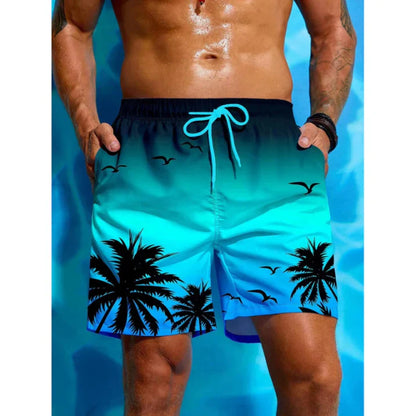 Short de bain homme – Coupe décontractée – Séchage rapide – Taille élastique avec cordon