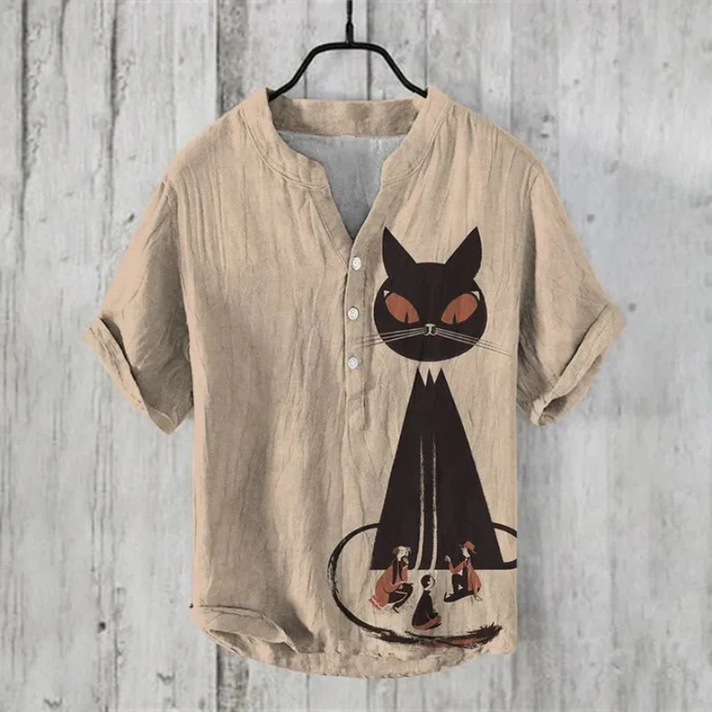 Men's shirt – Short sleeves – Relaxed fit – Artistic pattern – Breathable fabric