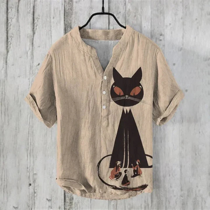 Men's shirt – Short sleeves – Relaxed fit – Artistic pattern – Breathable fabric