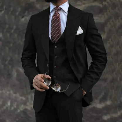 Costume 3 pièces homme – Coupe ajustée – Tissu respirant – Style classique élégant
