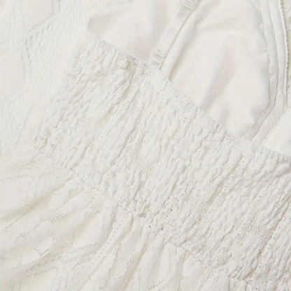 Robe midi femme – Coupe fluide – Détails en dentelle – Bretelles fines – Style bohème