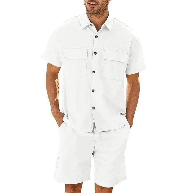 Men's Set Shirt and Short – Relaxed Fit – Breathable Fabric – Drawstring Waist