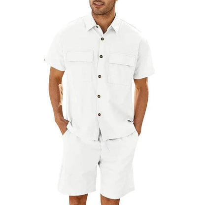 Men's Set Shirt and Short – Relaxed Fit – Breathable Fabric – Drawstring Waist
