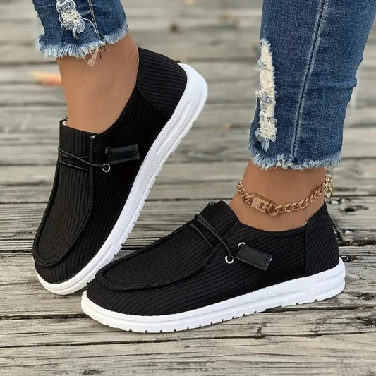 Chaussures slip-on femme – Tricot doux – Semelle plate – Coupe décontractée – Design nervuré