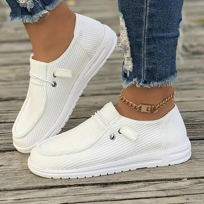 Chaussures slip-on femme – Tricot doux – Semelle plate – Coupe décontractée – Design nervuré
