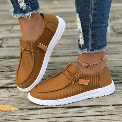 Chaussures slip-on femme – Tricot doux – Semelle plate – Coupe décontractée – Design nervuré