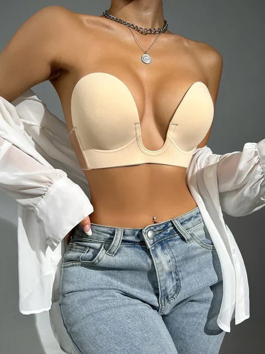 Soutien-gorge dos nu femme – Sans bretelles – Décolleté plongeant – Maintien respirant
