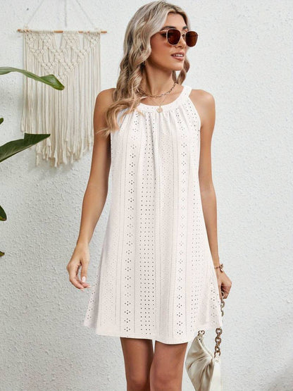 Robe de plage femme – Bustier – Coupe évasée – Tissu ajouré – Mélange respirant