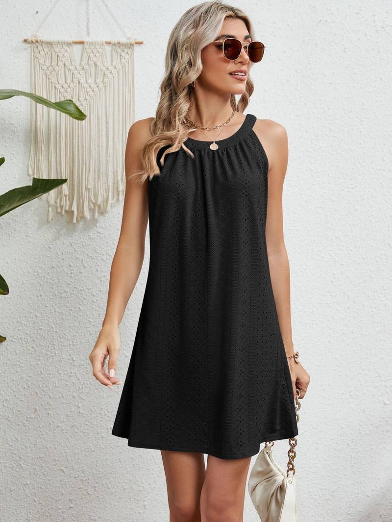 Robe de plage femme – Bustier – Coupe évasée – Tissu ajouré – Mélange respirant
