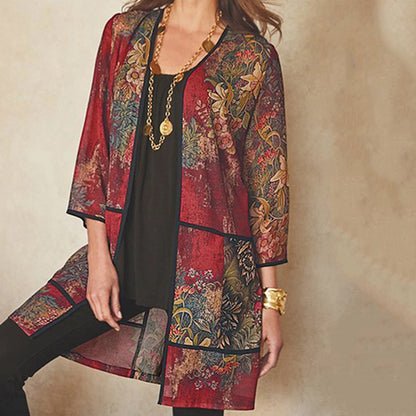 Blouse tunique femme – Coupe fluide – Tissu léger respirant – Manches 3/4 – Motifs imprimés
