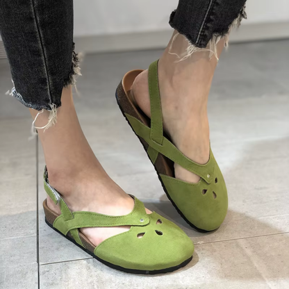 Sandales plates femme – Bout ouvert – Découpes chic – Bride arrière – Confort souple