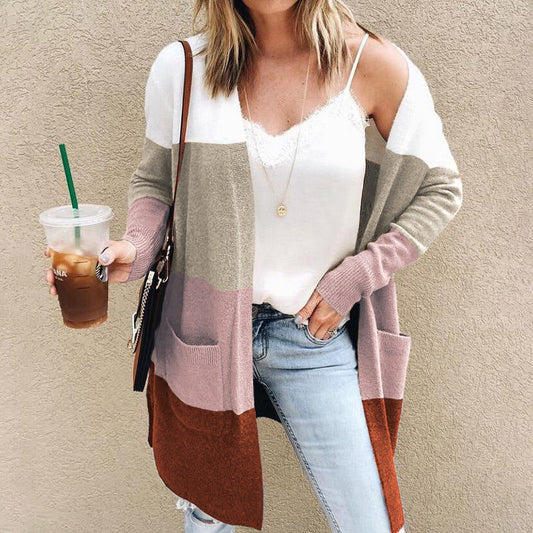 Cardigan femme – Coupe décontractée – Tricot doux – Ouverture frontale – Poches