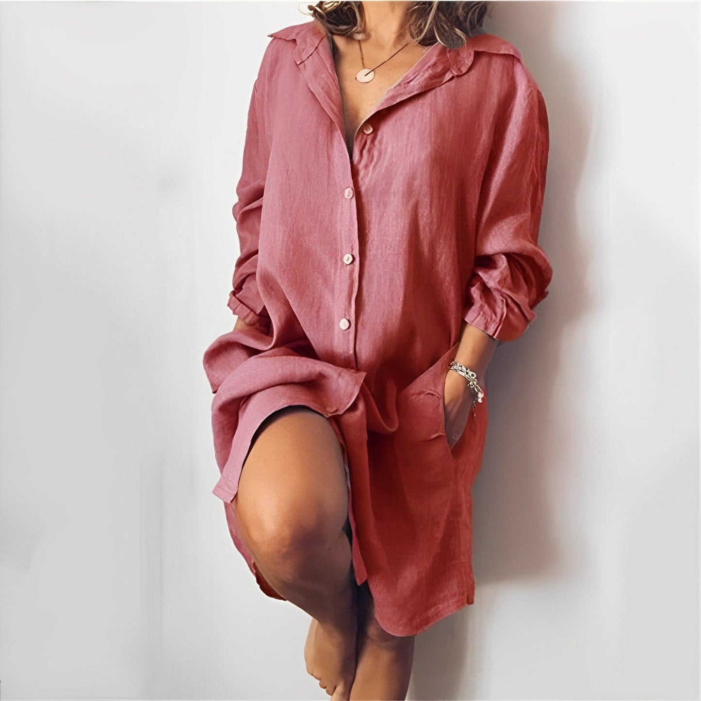 Blouse femme – Coupe ample – Fibres naturelles – Manches longues – Longueur tunique