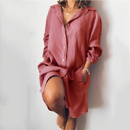 Blouse femme – Coupe ample – Fibres naturelles – Manches longues – Longueur tunique