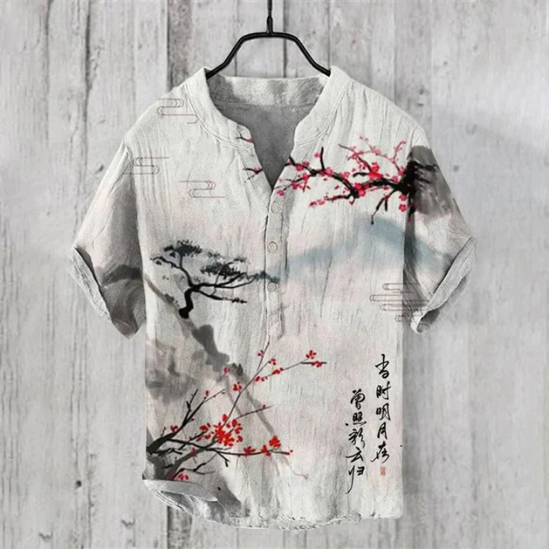 Men's shirt – Short sleeves – Relaxed fit – Artistic pattern – Breathable fabric