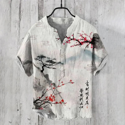 Men's shirt – Short sleeves – Relaxed fit – Artistic pattern – Breathable fabric
