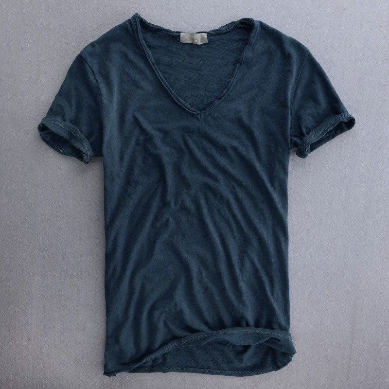 Men's T-shirt – Natural fibers – V-neck – Regular fit – Short sleeves