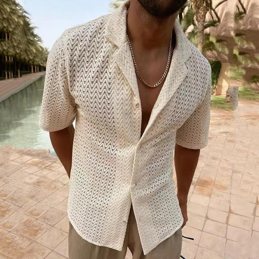 Polo homme – Coupe décontractée – Maille douce – Design ajouré respirant – Manches courtes