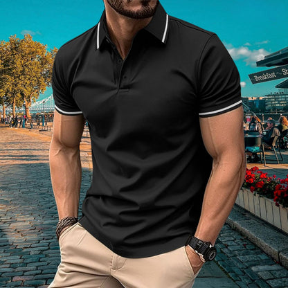 Men's polo – Slim fit – Soft knit – Ribbed collar – Short elegant sleeves