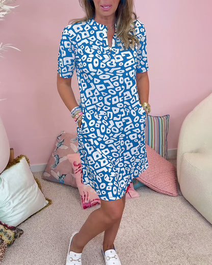 Robe de plage femme – Coupe ample – Fibres naturelles – Manches courtes – Poches – Col V