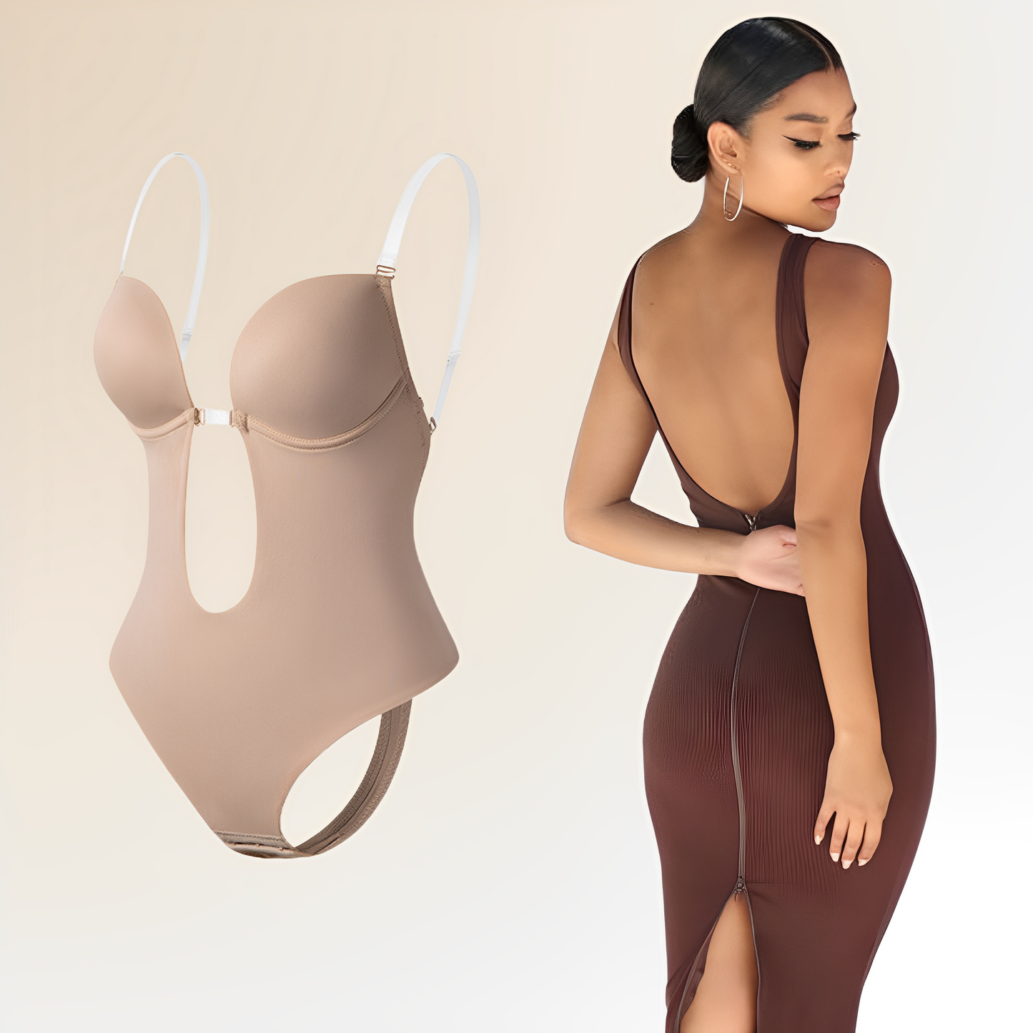 Body femme – Coupe moulante – Dos nu – Découpes stylées – Bretelles réglables