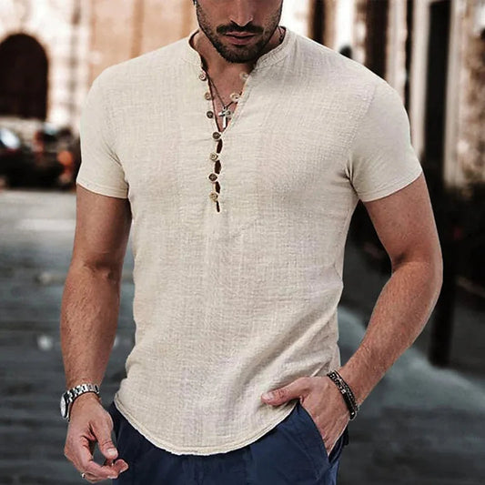 Chemise homme manches courtes – Coupe slim – Tissu respirant – Col boutonné casual