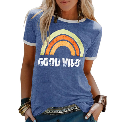 T-shirt femme – Coupe décontractée – Maille douce – Graphique vintage – Usage quotidien