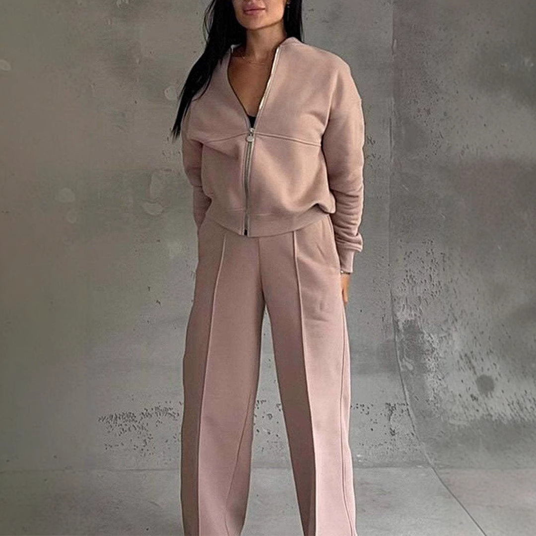 Ensemble Femme Veste Zippée et Pantalon Large