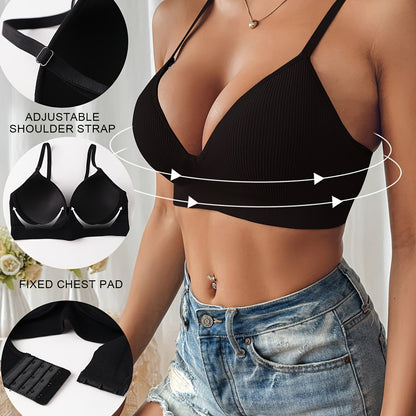 Soutien-gorge femme – Maintien push-up – Décolleté plongeant – Ajustable