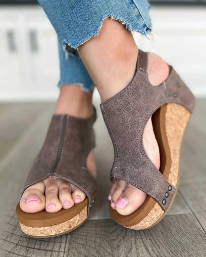 Sandales femme – Bout ouvert – Semelle en liège – Design ajouré – Confort ergonomique