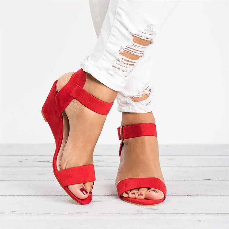 Sandales Compensées Femme – Bout Ouvert – Bride Cheville Réglable – Confort Souple