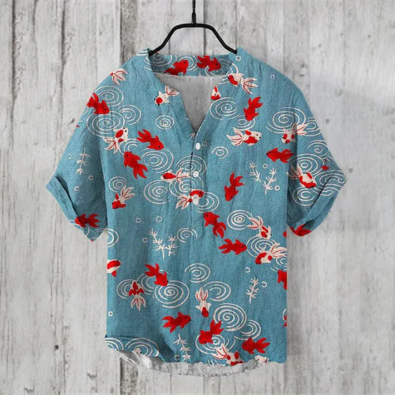 Men's shirt – Short sleeves – Relaxed fit – Artistic pattern – Breathable fabric