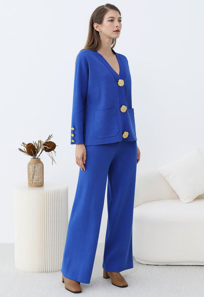 Femme Cardigan Tricot Fin - Coupe Droite - Élégante - Boutons Décoratifs - Poches Avant