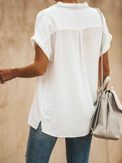 Chemise femme – Coupe décontractée – Manches courtes – Tissu respirant – Style casual