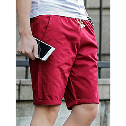 Short décontracté homme – Coupe ample – Tissu respirant – Taille à cordon – Poches côtés