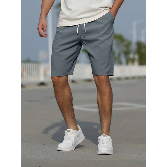 Short décontracté homme – Coupe ample – Tissu respirant – Taille à cordon – Poches côtés