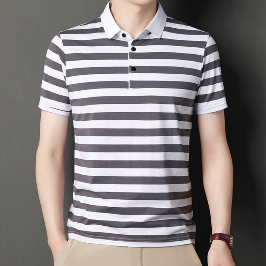 Men's polo – Slim fit – Soft knit – Short sleeves – Casual striped style